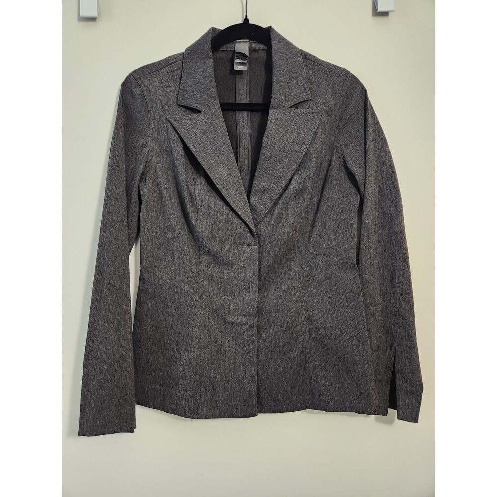 Y2K Bisou Bisou Womens Sz 8 Gray Tailored Career Blazer Jacket Business Casual